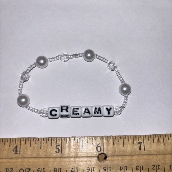 Multicolor “Creamy” Bracelet Adult Humor Beaded Handmade Naughty Accessories - Picture 2 of 3